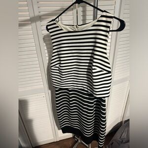 Black and Whote Stiped Mid length dress